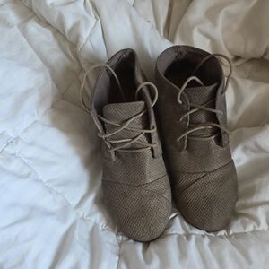 Taupe Lace-Up Ankle Booties